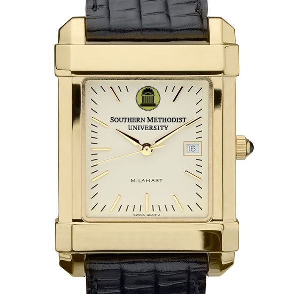 SMU Men's Gold Quad with Leather Strap - Image 1