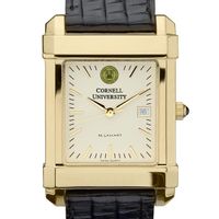 Cornell Men's Gold Quad with Leather Strap