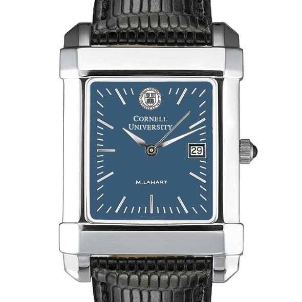 Cornell Men's Blue Quad Watch with Leather Strap