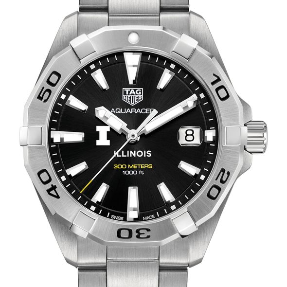 University of Illinois Men's TAG Heuer Steel Aquaracer with Black Dial