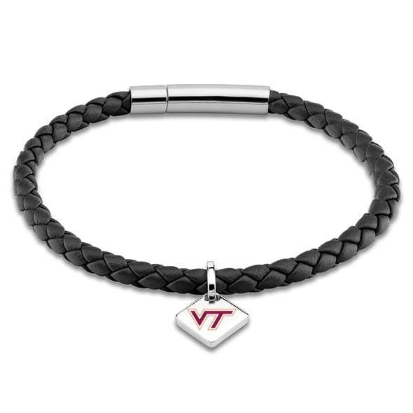 VT Leather Bracelet with Sterling Silver Tag - Black
