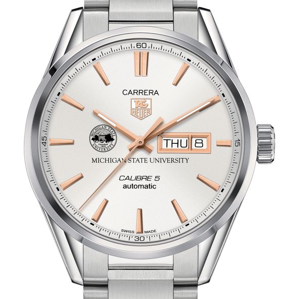 Michigan State University Men's TAG Heuer Day/Date Carrera with Silver Dial & Bracelet