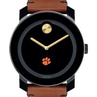 Clemson Men's Movado BOLD with Brown Leather Strap