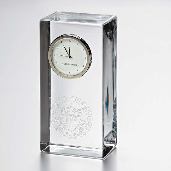 USC Tall Glass Desk Clock by Simon Pearce - Image 1