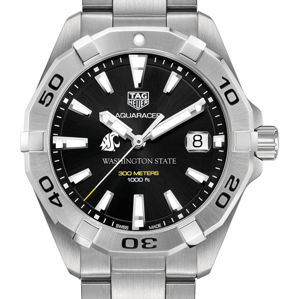 Washington State University Men's TAG Heuer Steel Aquaracer with Black Dial