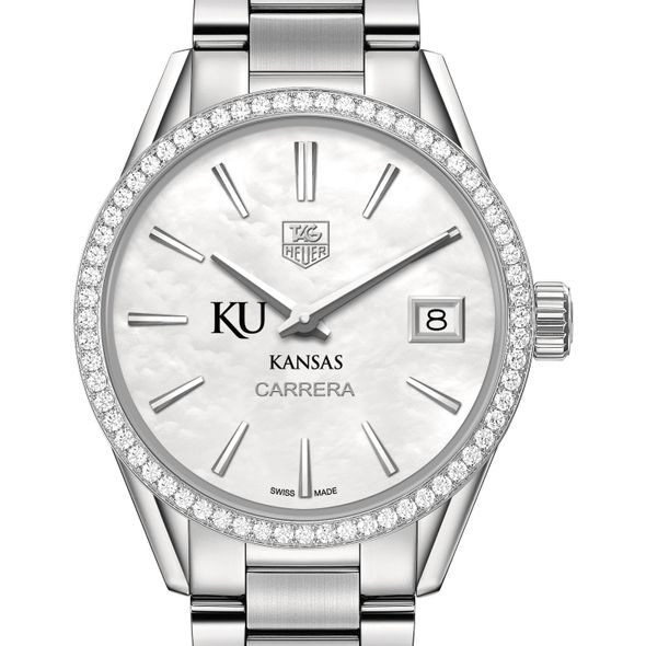 University of Kansas Women's TAG Heuer Steel Carrera with MOP Dial & Diamond Bezel