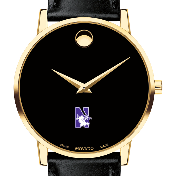 Northwestern Men's Movado Gold Museum Classic Leather