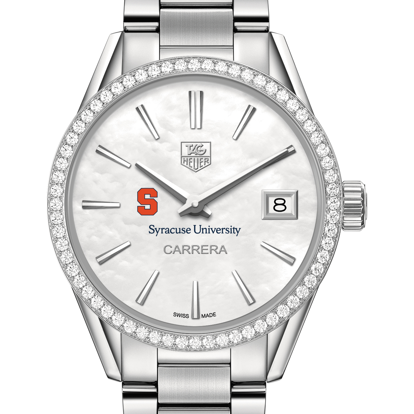 Syracuse University W's TAG Heuer Steel Carrera w MOP Dial & Diamond Bezel