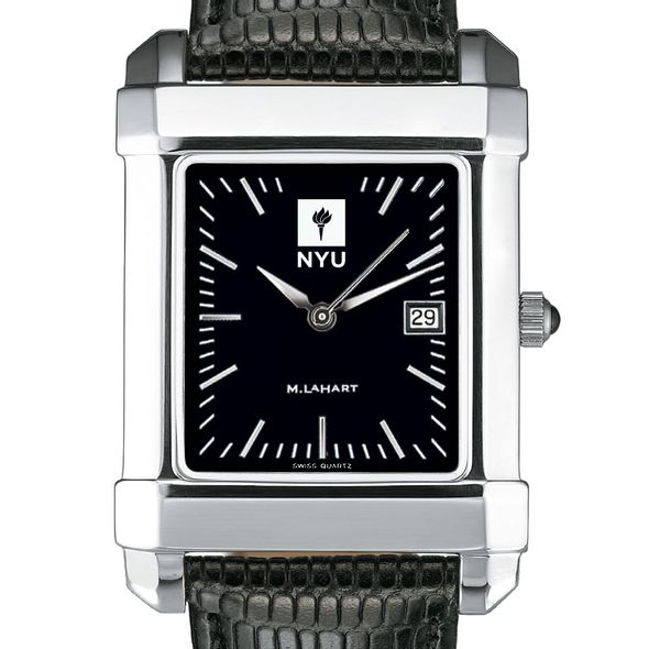 NYU Men's Black Quad Watch with Leather Strap - Image 1