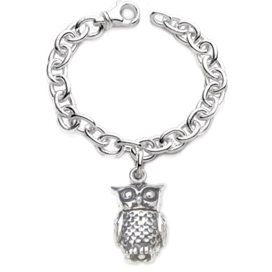 Chi Omega Sterling Silver Charm Bracelet w/ Owl Charm