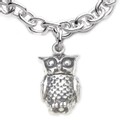 Chi Omega Sterling Silver Charm Bracelet w/ Owl Charm - Image 2