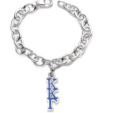 Kappa Kappa Gamma Sterling Silver Charm Bracelet with Letter Charm