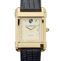 St. Lawrence Men's Gold Quad with Leather Strap