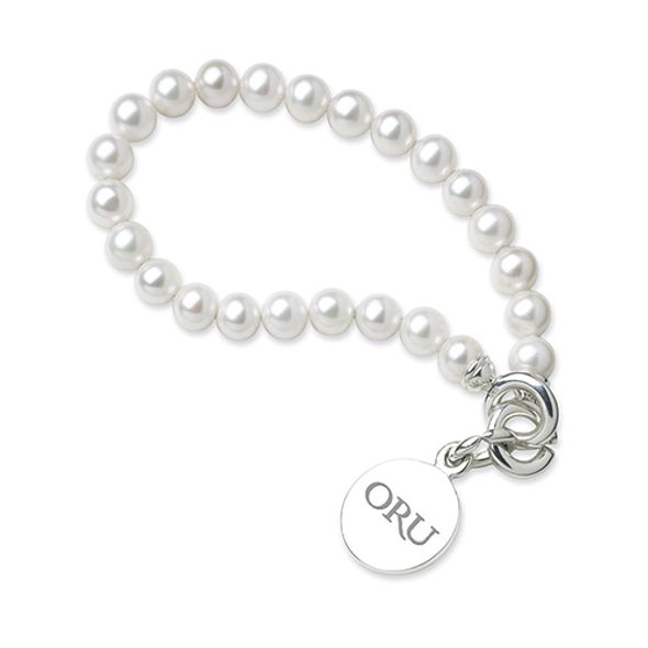 Oral Roberts Pearl Bracelet with Sterling Silver Charm - Image 1