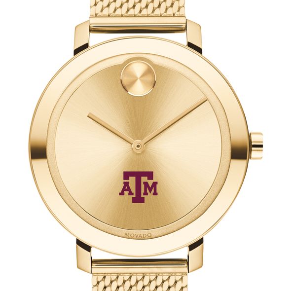 Texas A&M Women's Movado Bold Gold with Mesh Bracelet - Image 1