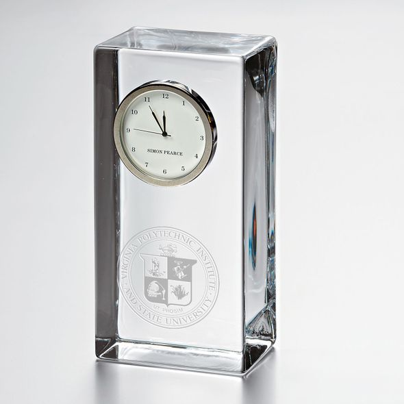 Virginia Tech Tall Glass Desk Clock by Simon Pearce - Image 1