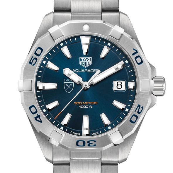 Emory University Men's TAG Heuer Steel Aquaracer with Blue Dial