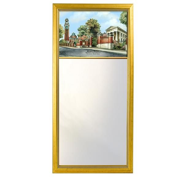 Brown Eglomise Mirror with Gold Frame