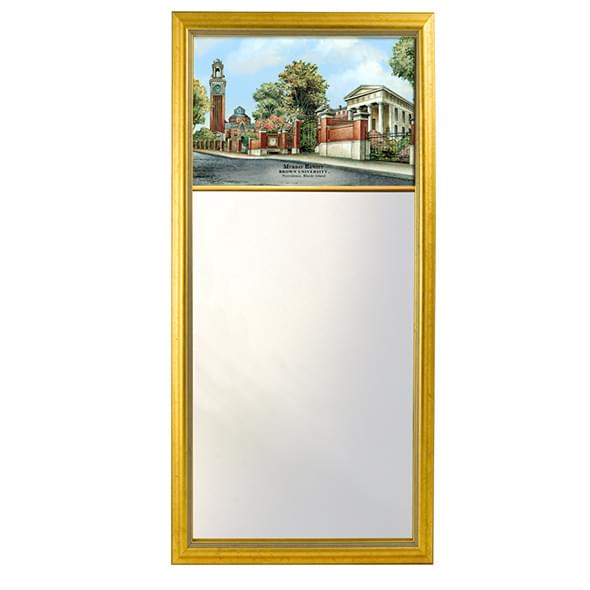 Brown Eglomise Mirror with Gold Frame