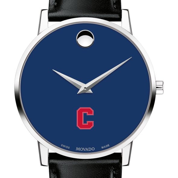 movado men's museum watch with leather strap