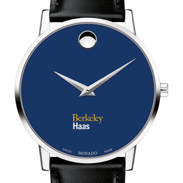 Haas School of Business Men's Movado Museum with Blue Dial & Leather Strap