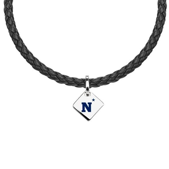 Naval Academy Leather Necklace with Sterling Silver Tag