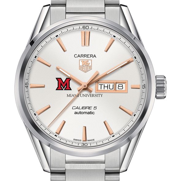 Miami University Men's TAG Heuer Day/Date Carrera with Silver Dial & Bracelet