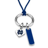 University of Notre Dame Silk Necklace with Enamel Charm & Sterling Silver Tag