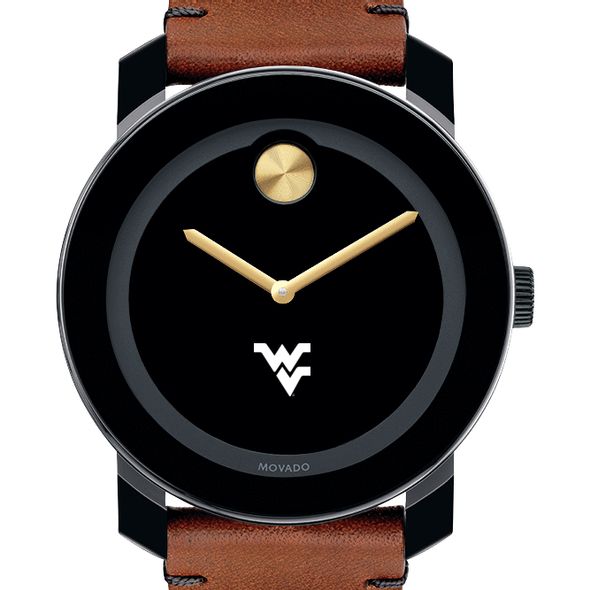 West Virginia University Men's Movado BOLD with Brown Leather Strap - Image 1