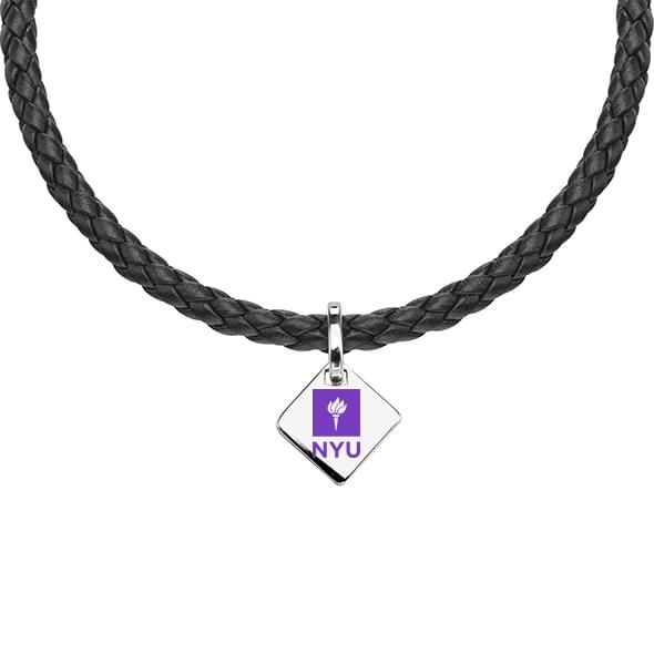 NYU Leather Necklace with Sterling Silver Tag