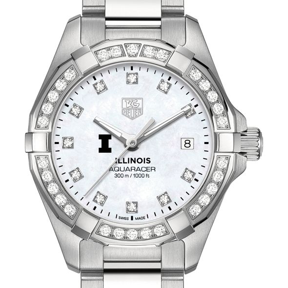 University of Illinois W's TAG Heuer Steel Aquaracer with MOP Dia Dial & Bezel