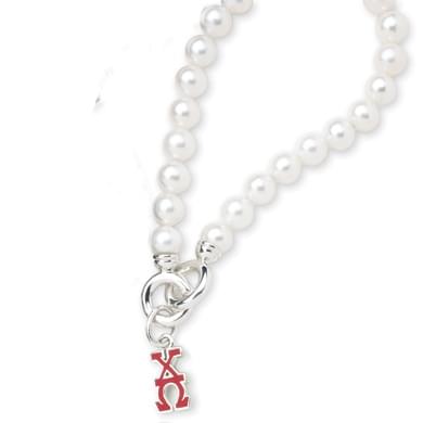 Chi Omega Pearl Bracelet with Greek Letter Charm