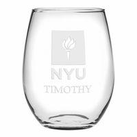 NYU Stemless Wine Glasses Made in the USA - Set of 2