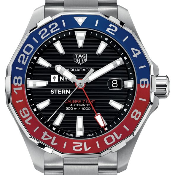 NYU Stern Men's TAG Heuer Automatic GMT Aquaracer with Black Dial and Blue & Red Bezel - Image 1