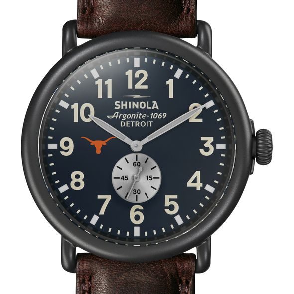 Texas Longhorns Shinola Watch, The Runwell 47mm Midnight Blue Dial - Image 1