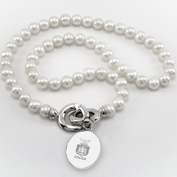 Coast Guard Academy Pearl Necklace with Sterling Silver Charm - Image 1