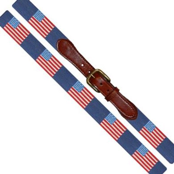 Smathers/&Branson Mens Democrat Needlepoint Belt Dark Navy