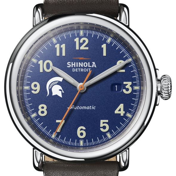 Michigan State Shinola Watch, The Runwell Automatic 45mm Royal Blue Dial - Image 1