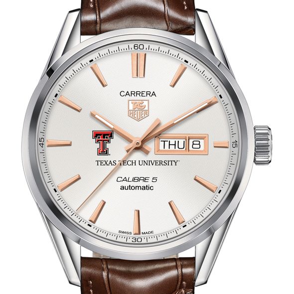 Texas Tech Men's TAG Heuer Day/Date Carrera with Silver Dial & Strap