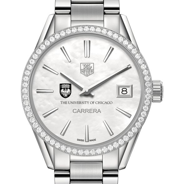 University of Chicago Women's TAG Heuer Steel Carrera with MOP Dial & Diamond Bezel