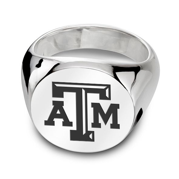 Texas A&M University Sterling Silver Round Signet Ring - Image 1