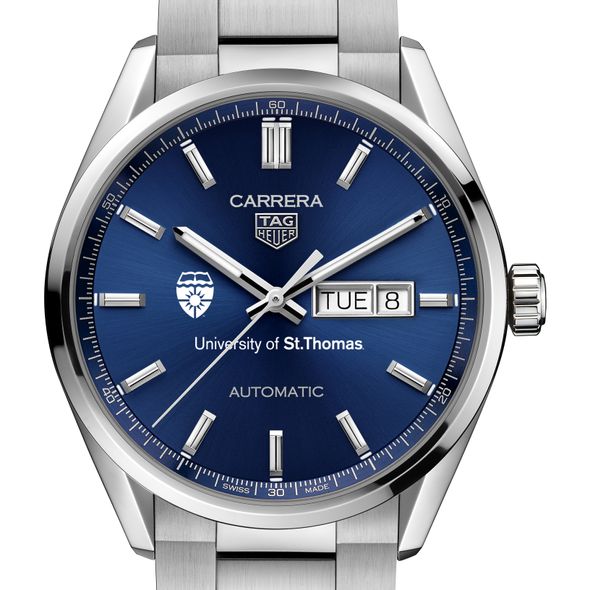 St. Thomas Men's TAG Heuer Carrera with Blue Dial & Day-Date Window - Image 1