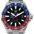 click to view Notre Dame Men's TAG Heuer Automatic GMT Aquaracer with Black Dial and Blue & Red Bezel - Image 1