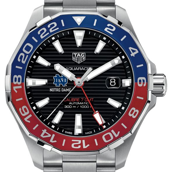 Notre Dame Men's TAG Heuer Automatic GMT Aquaracer with Black Dial and Blue & Red Bezel - Image 1
