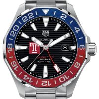 Temple Men's TAG Heuer Automatic GMT Aquaracer with Black Dial and Blue & Red Bezel