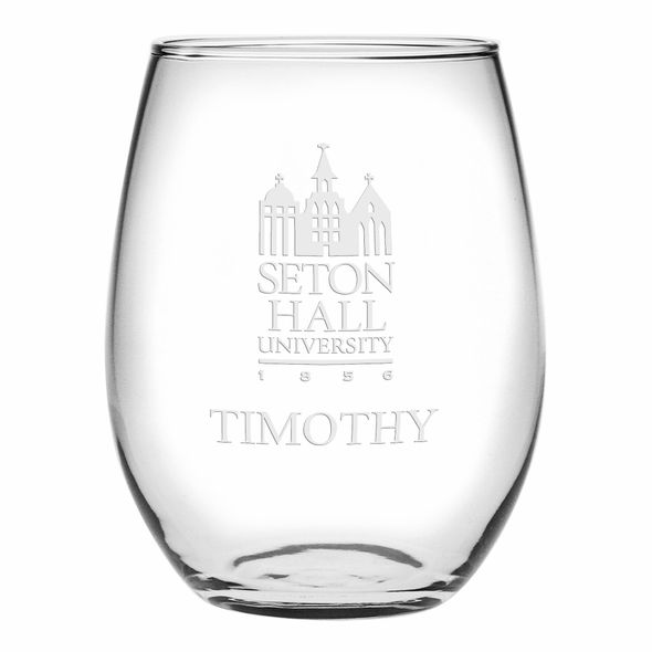 Seton Hall Stemless Wine Glasses Made in the USA - Set of 4 - Image 1