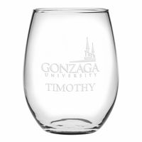 Gonzaga Stemless Wine Glasses Made in the USA - Set of 2