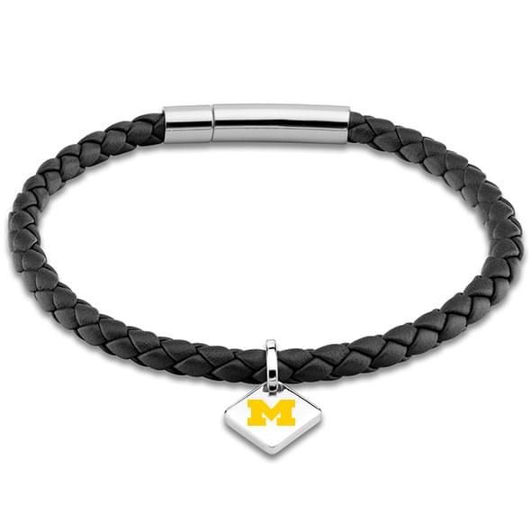 Michigan Leather Bracelet with Sterling Silver Tag - Black