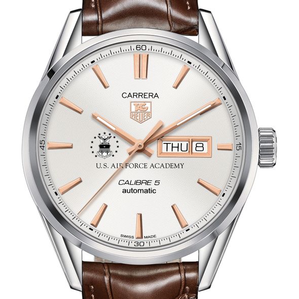 US Air Force Academy Men's TAG Heuer Day/Date Carrera with Silver Dial & Strap