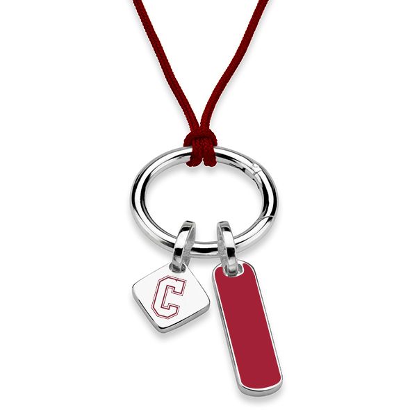 College of Charleston Silk Necklace with Enamel Charm & Sterling Silver Tag - Image 1